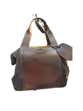 Gucci Brown Leather Canvas Doctors Travel Satchel Bag w/ Lock &Key